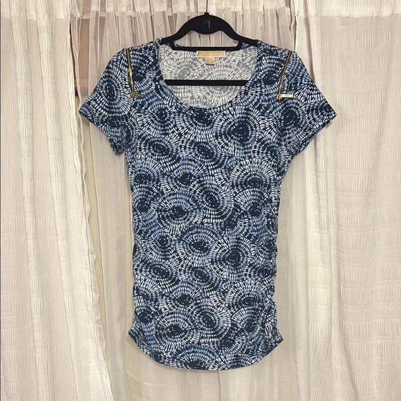 Michael Kors Blue Fitted Ruched T-Shirt - Picture 1 of 10